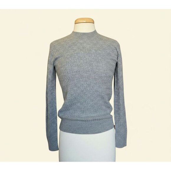 NWT Club Monaco 100% Cashmere Sweater Women’s Small Heather Grey Mock Neck Soft - Picture 2 of 14